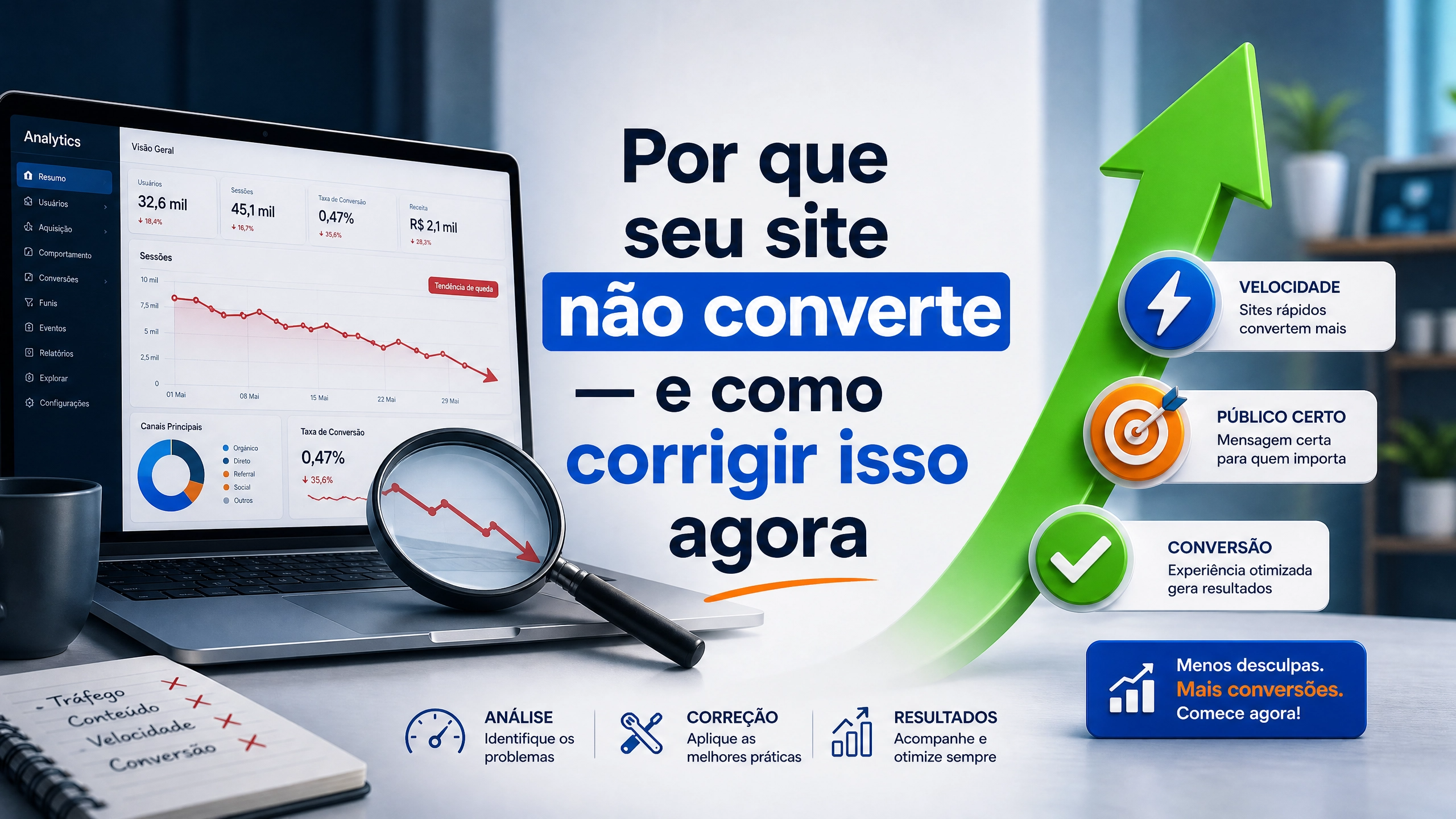 Por que seu site não converte — e como corrigir isso agora